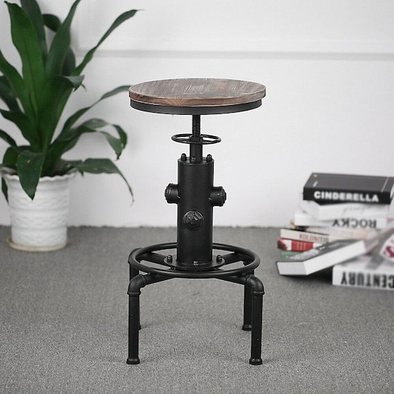 Industrial Bar Stool with Adjustable Height, 22"-28" tall