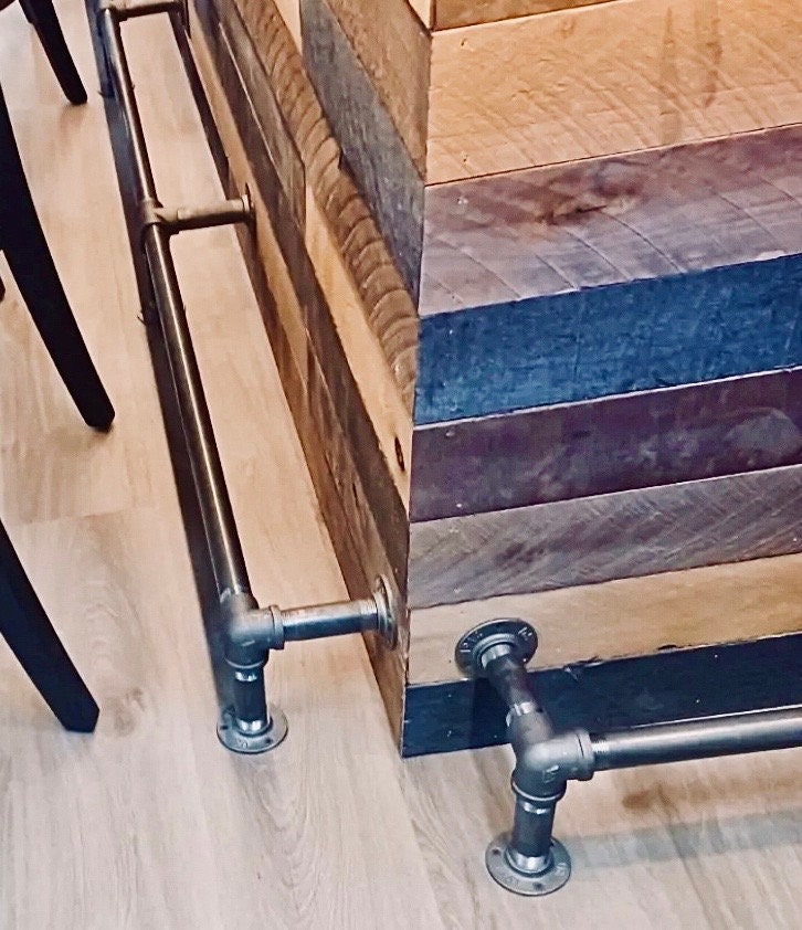 Industrial Pipe Bar Foot Rail Kit 1” Pipe x 6 tall 48, 60, 72, 84, 96