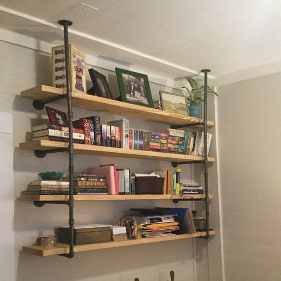 Black Pipe Shelving Open Wall Unit Wall Ceiling Mounted Parts Kit Diy Choose Number Of Shelves 2 3 4 5 6 Huge Sale