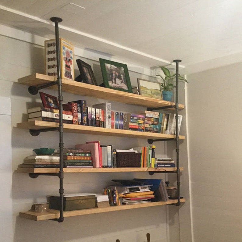Black Pipe Shelving Open Wall Unit Wall & Ceiling Mounted Etsy