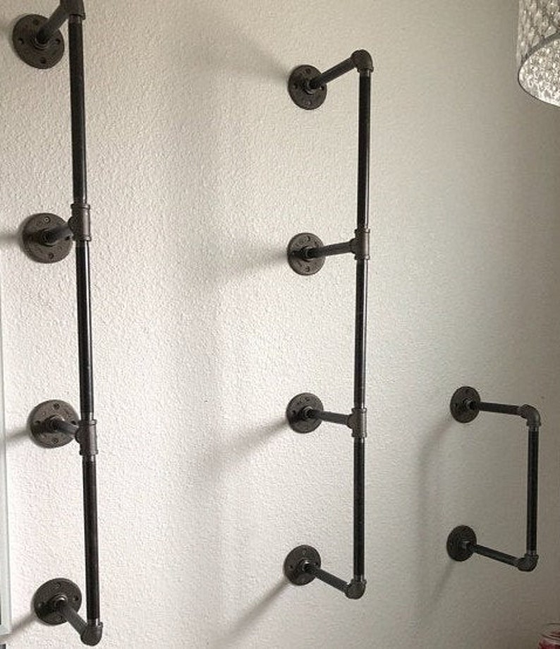 Industrial Black Pipe Shelving Wall Unit 42 tall 4 Shelves Etsy