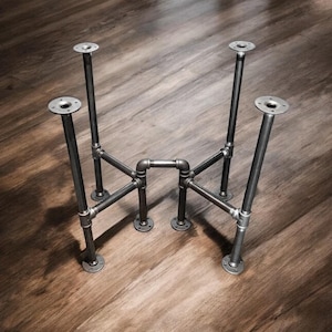 Industrial Pipe Cross Table Base Kit - 3/4" Pipe x 28" Long x 22" Wide - Height Options are 20"- 42", Sturdy DIY Furniture Frame