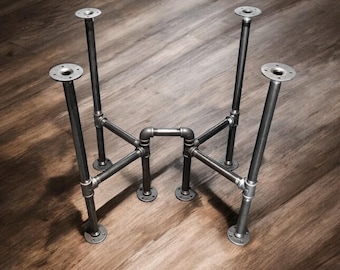 Industrial Pipe Cross Table Base Kit - 3/4" Pipe x 28" Long x 22" Wide - Height Options are 20"- 42", Sturdy DIY Furniture Frame