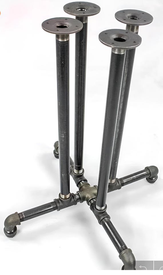 Industrial Pipe Base Kit - Adjustable Height 20" to 44" - Rustic DIY Furniture Stand, Sturdy Metal Frame for Custom Tables