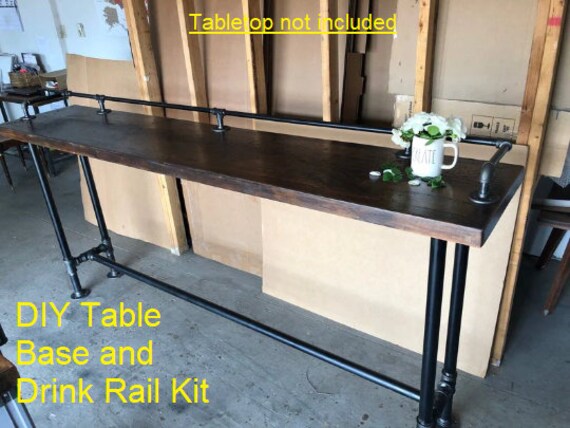 Industrial Pipe Table Base & Drink Rail "DIY" Parts Kits- 84" Long, Depth - 12", 14", 16", or 18", Heights - 30", 36", 38", 40", 42", or 44"
