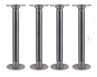 Industrial 1” Pipe Table Legs - Sturdy Metal Table or Shelf Supports, Choose from 3 Lengths for DIY Furniture