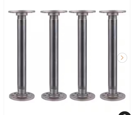 Industrial 1” Pipe Table Legs - Sturdy Metal Table or Shelf Supports, Choose from 3 Lengths for DIY Furniture