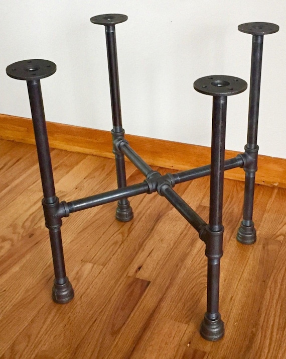 Iron Pipe Table Base Parts Kit, 20” Tall, Width Options - 12", 14", 16", 18", 20", 22", 24", 26", 28", 30", Sturdy Design