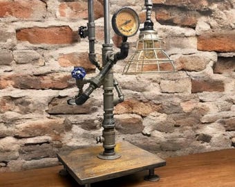 Steampunk Industrial Pipe Table Lamp, Desk Lamp