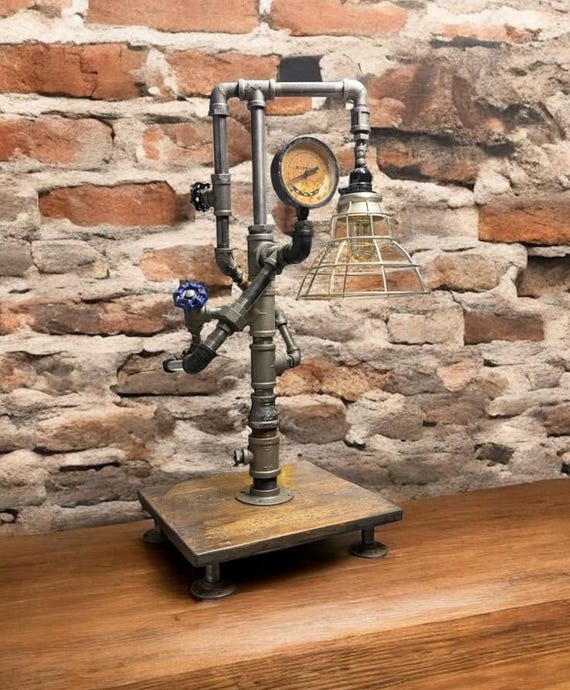 Steampunk Industrial Pipe Table Lamp, Desk Lamp