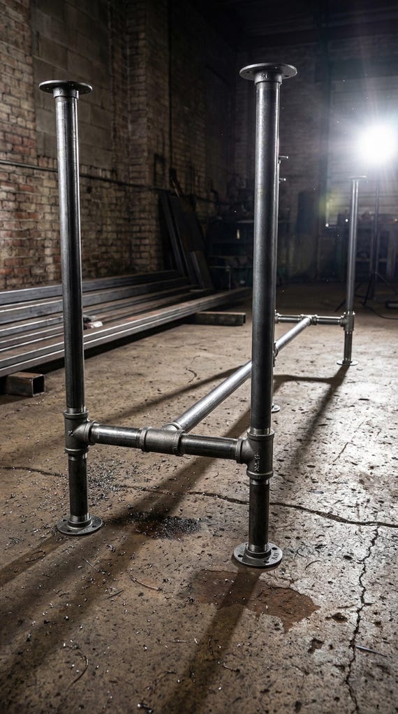 Industrial Pipe Table Base Kit - 30" Tall - Choose Length 26"-92" & Width 12"-30" - DIY Rustic Furniture Frame