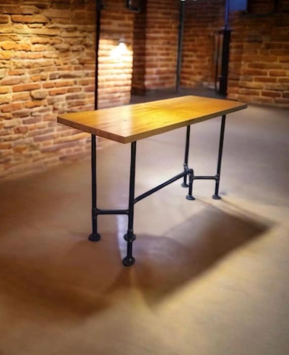 Industrial Pipe Cross Table Base Kit - 1” Pipe x 68" Long x 22" Wide - Sturdy 40” Tall Bar Height Restaurant Table, Bar Table, Free Shipping