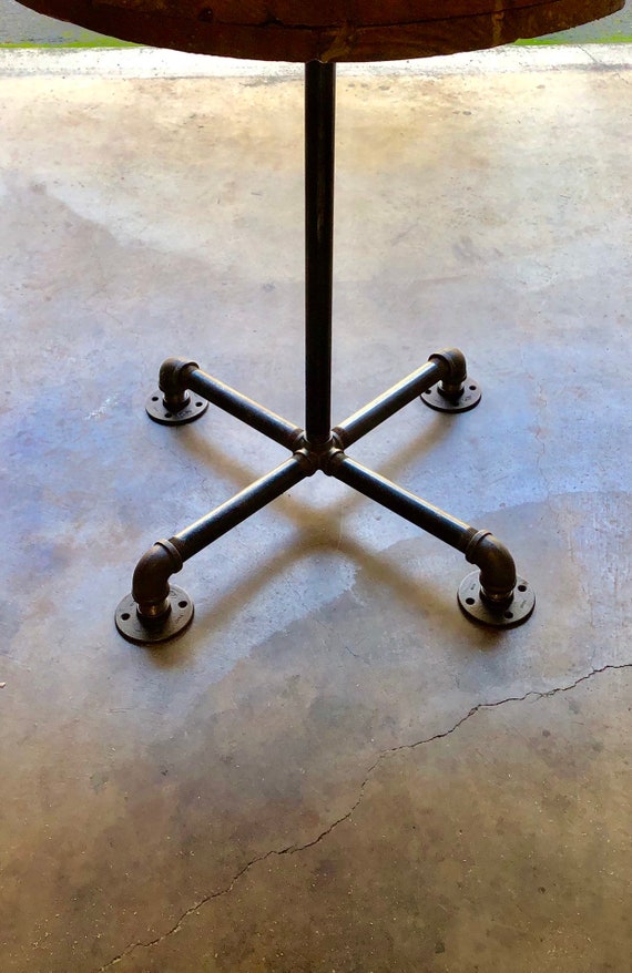 Black Pipe Table Base "DIY" Parts Kit, Pedestal Table Base, Pub, Bar Table,1" Pipe x 42.5” Tall