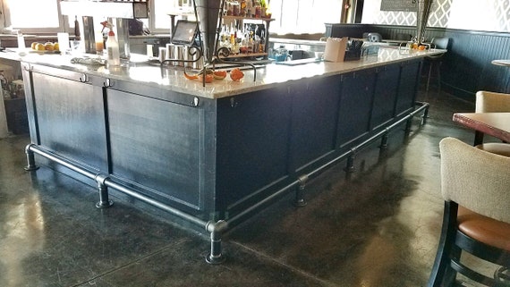 Industrial Pipe Bar Foot Rail - 1-1/4” Pipe x 6” tall, “DIY”Parts Kit - Custom orders, U Shape & L Shape Foot Rails Available
