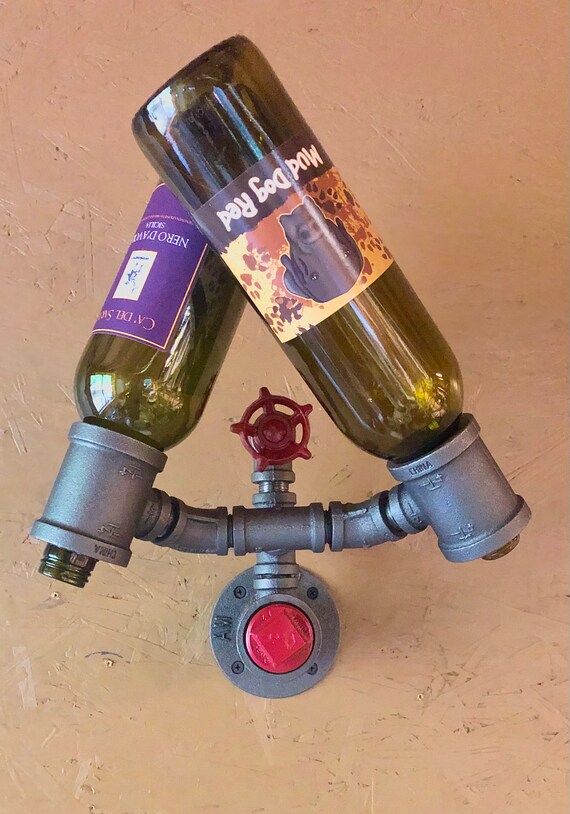 Industrial Pipe Wine Rack, Holder - Holds 2 Bottles