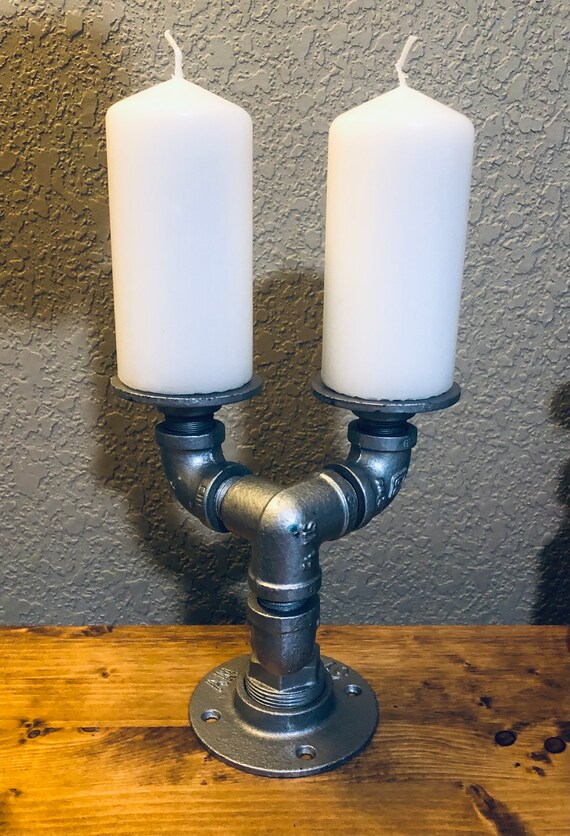 Industrial Pipe Candle Holder - Handmade