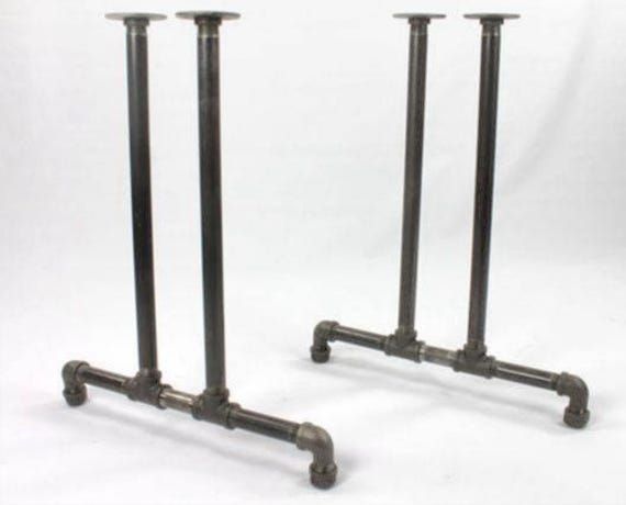 Iron Pipe Table Legs - Heavy Duty Industrial Pipe Metal Table Legs Set