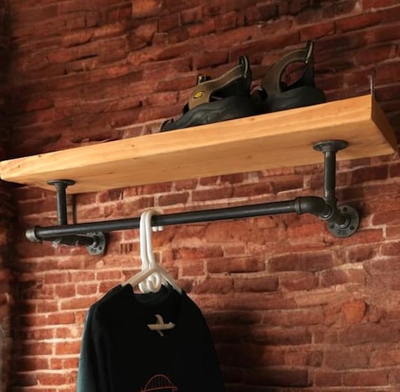 Industrial Pipe Shelf Bracket/Clothes Hanger, “DIY” Parts Kit