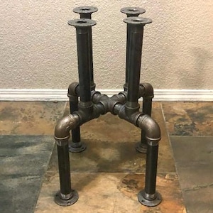 Industrial Pipe Bar Stool or Table Base, Sturdy Iron Pipe, Heights available - 20”, 24&quot;, 27&quot; or 30”, Rustic Industrial Furniture Parts Kit