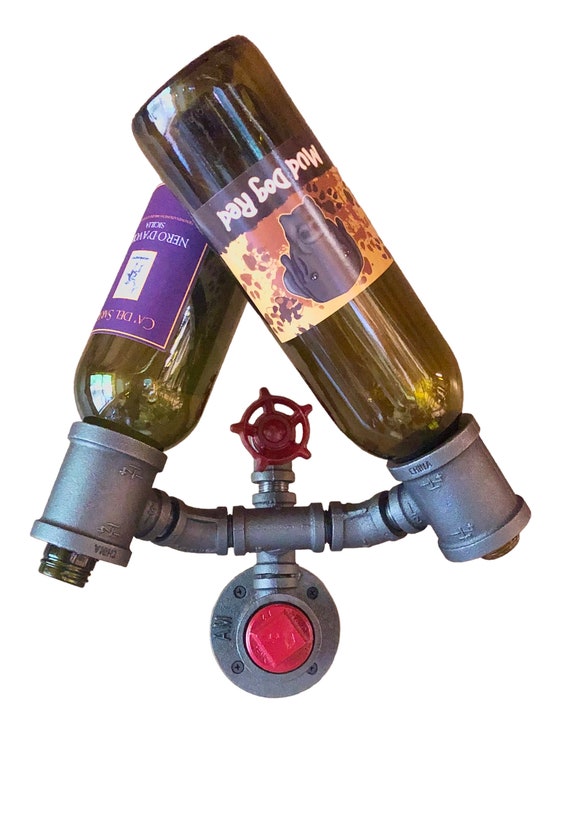 Industrial Pipe Wine Rack, Holder - Holds 2 Bottles