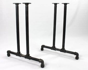 Industrial Pipe Table Legs "DIY" Parts Kit, 2 End Frames with 3/4" Pipe x 22” Wide Base X 28", 30", 34", 36", 38", 40", 42" or 44” Tall