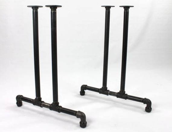 Black Pipe Table Legs "DIY" Parts Kit, 2 End Frames 3/4" Black Pipe 22” Wide Base X 28", 30", 34", 36", 38", 40", 42" or 44” Tall