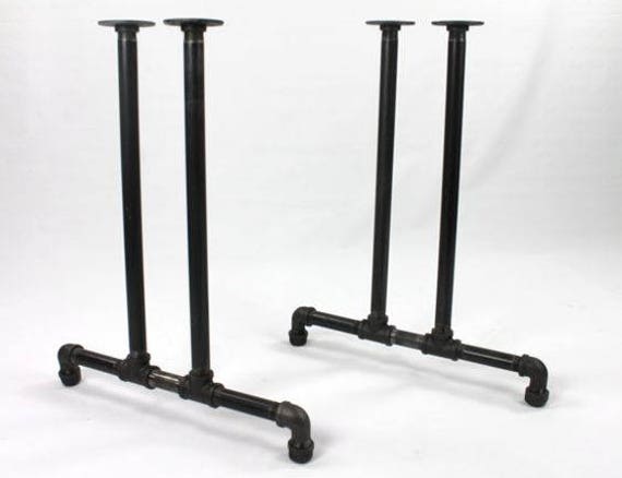 Industrial Pipe Table Legs "DIY" Parts Kit, 2 End Frames with 3/4" Pipe x 22” Wide Base X 28", 30", 34", 36", 38", 40", 42" or 44” Tall