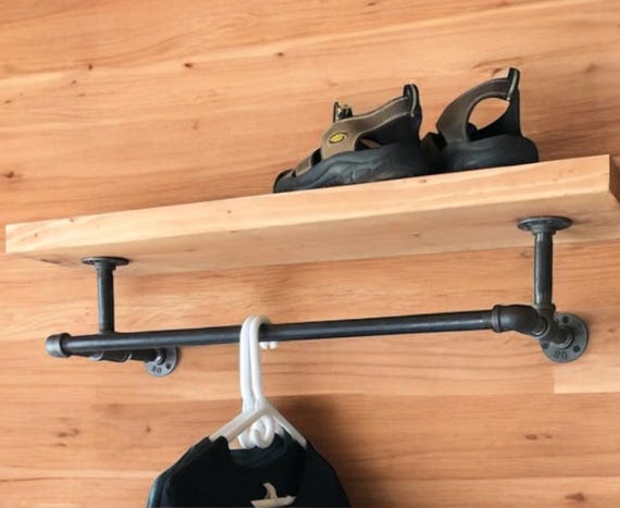 Industrial Pipe Shelf Bracket, Clothes Hanger Rack, “DIY” Parts Kit