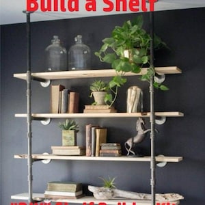 Industrial Pipe Shelving Kit Rustic Industrial Shelf with Your Choice of Depth & Number of Shelves for Home Decor