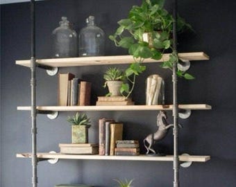 Industrial Pipe Shelving Kit Rustic Industrial Shelf with Your Choice of Depth & Number of Shelves for Home Decor