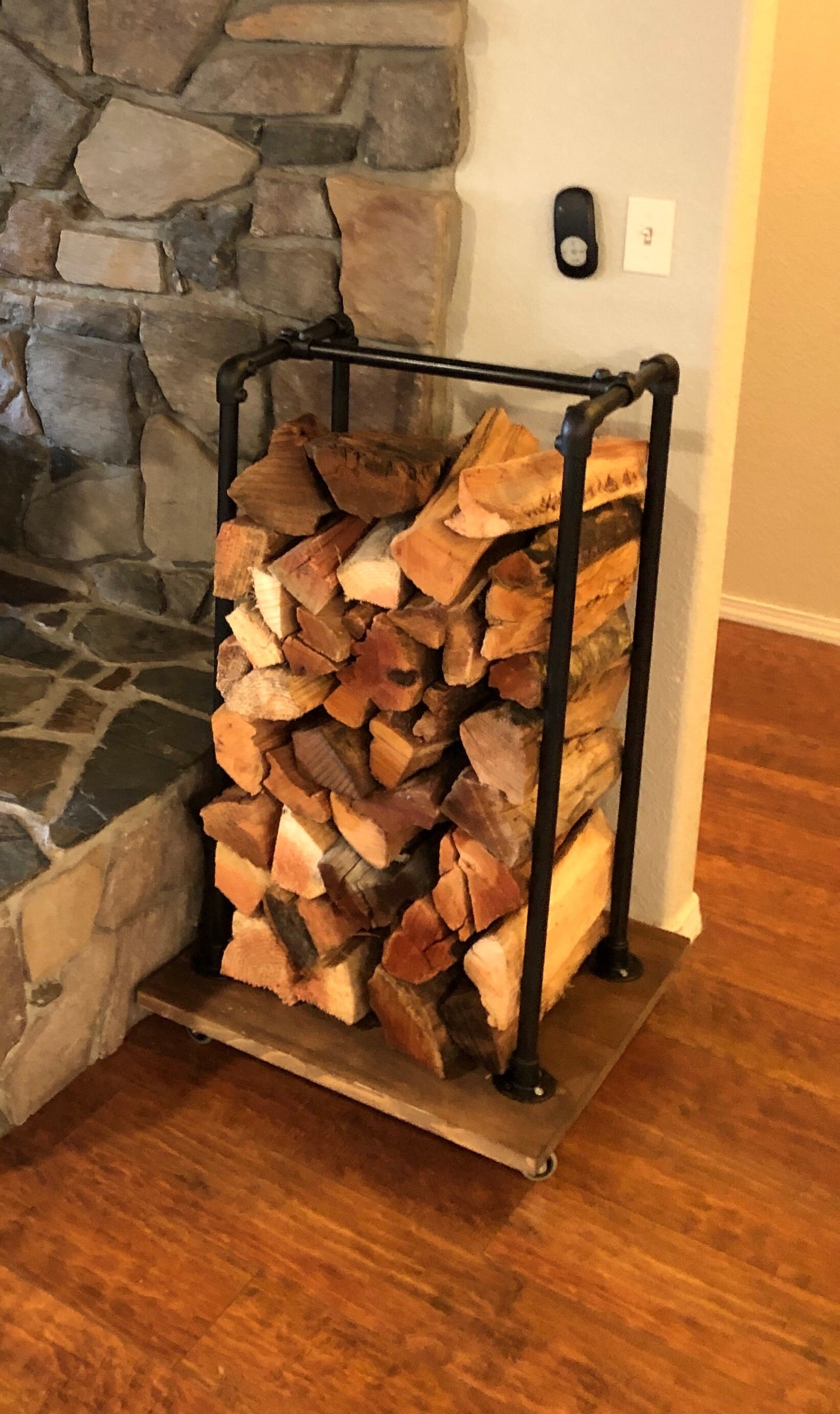 Black iron pipe firewood holder new arrivals