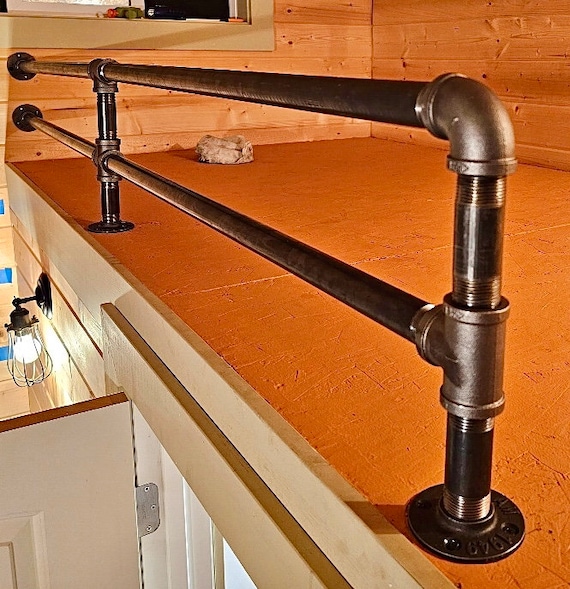 Industrial Pipe Guardrail - Stylish Sturdy Customizable Safety Rail for Home & Commercial Use, Tailored Fit