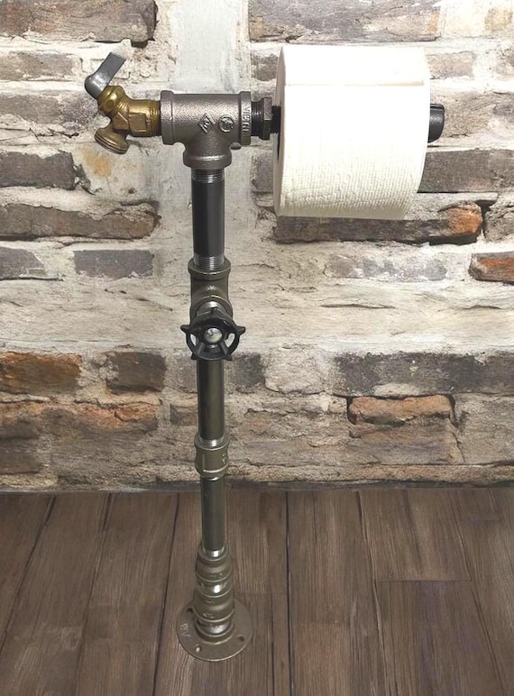 Industrial Iron Pipe Toilet Paper Holder - Ready to Ship with delivery in time for Christmas