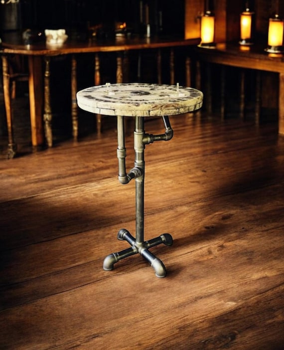 Industrial Pipe Bar Height Table, Beautiful Unique Craftsmanship - 1.5" Pipe x 40" Tall x 22" Wide - Original Design