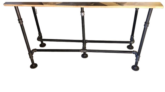 Industrial Pipe Table Base Bar Height "DIY" Parts Kit, 3/4" Pipe x 40" tall - Foot Rails on both sides -Biggest ><SALE>< of 2022!! Ends Soon
