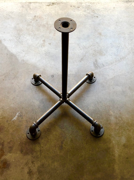 Industrial Pipe Table Base "DIY" Parts Kit, 1" Pipe x 18", 24", 28", 30”, 32”, 34”, 36”, 38”, 40" or 42” Tall with 24” wide base