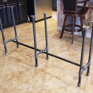 Industrial Pipe Table Base Kit, 66&quot; long, Height Options-28&quot;,30&quot;,32&quot;,34&quot;,36&quot;,38&quot;,40&quot;, 42&quot; or 44&quot; Depth Options - 12&quot;, 14&quot;, 16&quot;, 18&quot; or 20&quot;