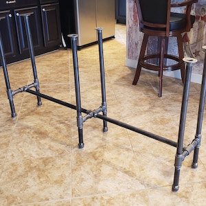 Industrial Pipe Table Base, 66" Long <>Depth Options- 12", 14", 16", 18", 20" <> Height Options- 28", 30", 32", 34", 36", 38", 40", 42", 44"