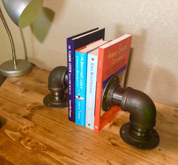 Industrial Pipe Bookends, 1 PAIR (2 Bookends), DIY Kit