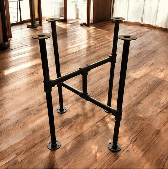 Industrial Pipe Cross Table Base Kit, DIY 3/4” Pipe, 30” Tall, Widths 18” to 56” – Rustic Industrial Furniture Parts