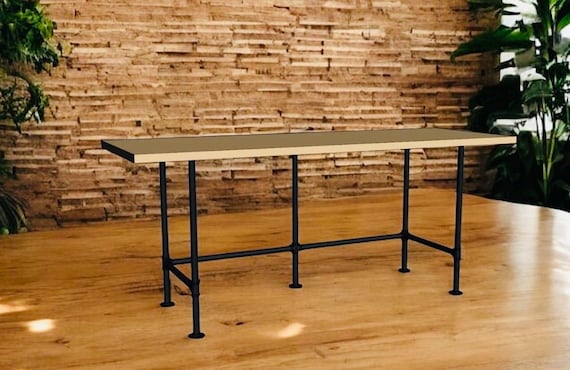 Industrial Pipe Desk Base "DIY" Parts Kit- 1” pipe x 56" long x 20" wide x 28" tall, Custom Sizes Available