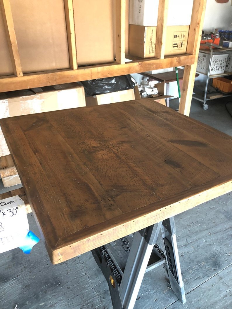 Reclaimed Century Old Wood Table Top Dark Brown Finish 24 x 30