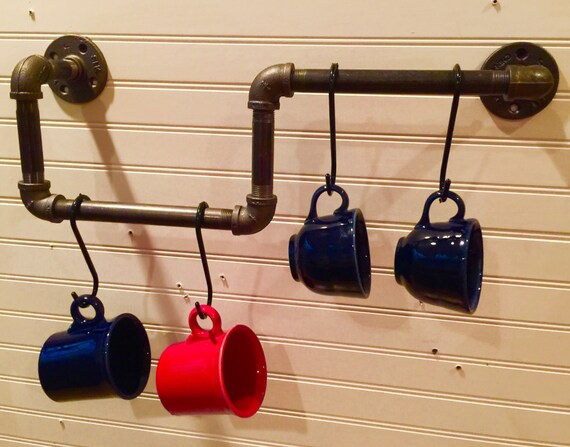 Industrial pipe Coffee Mug Holder, Coffee Cup Rack, Coffee Mug storage, "DIY" Parts Kit