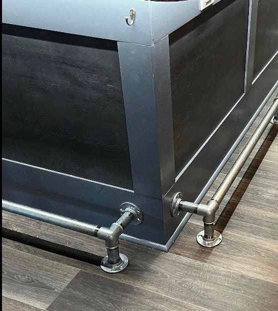 Industrial Pipe Bar Foot Rail Silver or Black, 11/4” Pipe x 6 tall