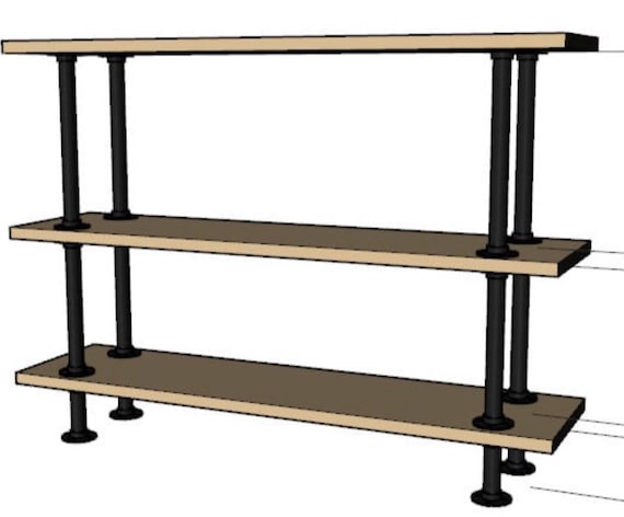 Industrial Pipe Shelving DIY Kit – Free Standing Shelf Parts Up to 48" Wide, 36" 48" or 60" Tall Storage