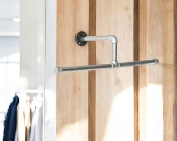 Industrial Pipe Closet Rod | Heavy Duty Clothing Rack | Wall Mounted Towel Bar | 18”, 24”, or 30” | Black or Silver | Farmhouse Loft Decor