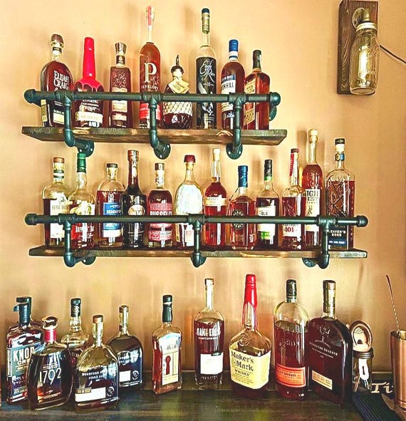 2 Industrial Pipe Shelf Brackets – 1-30" x 8" Deep Shelf Bracket and 1-40" x 8" Deep Shelf Bracket Included with Purchase, Perfect Bar Decor