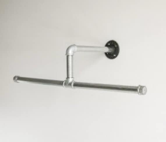 Industrial Pipe Closet Hanger Rod Industrial Pipe Towel clothing Rack 20 Long Silver Pipe or Black Pipe Available Etsy