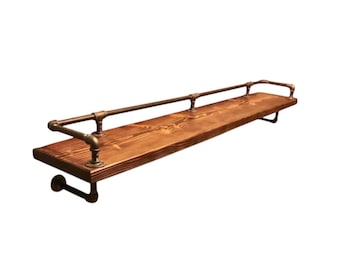 Industrial Pipe Drink Rail Kit, Lengths- 3', 4', 5', 6', 7', 8', 9', 10', 12', Depths-4”, 6", 8", 10", 12", 14", 16", 18", 20", 22" and 24"