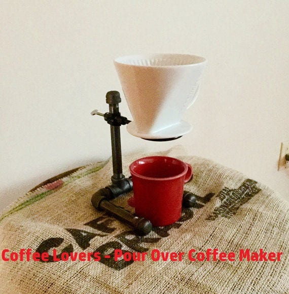 Pour Over Coffee Maker, Coffee Stand, Single Cup Stand, Industrial Black Iron Pipe, Adjustable